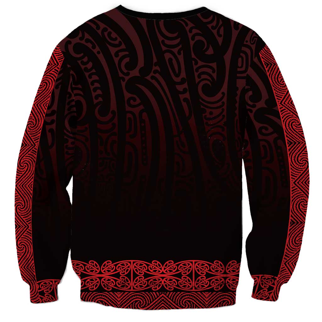 New Zealand Maori Kowhaiwhai Sweatshirt Whero Maui and Mangopare