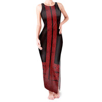 New Zealand Maori Kowhaiwhai Tank Maxi Dress Whero Maui and Mangopare