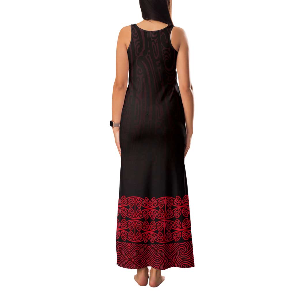 New Zealand Maori Kowhaiwhai Tank Maxi Dress Whero Maui and Mangopare