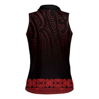 New Zealand Maori Kowhaiwhai Women Sleeveless Polo Shirt Whero Maui and Mangopare