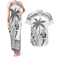 Custom Fiji Black Fern Couples Matching Tank Maxi Dress and Hawaiian Shirt Maori Warroir with Fijian Masi Pattern