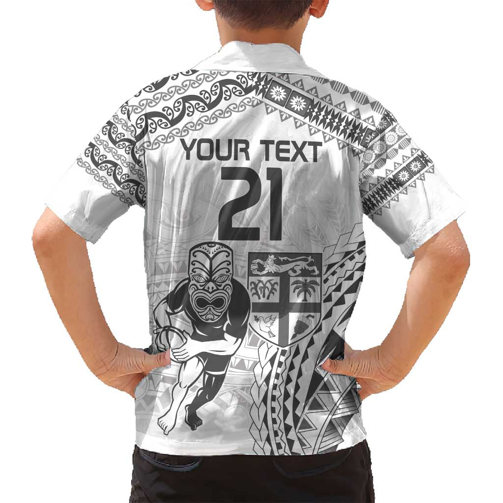 Custom Fiji Black Fern Family Matching Tank Maxi Dress and Hawaiian Shirt Maori Warroir with Fijian Masi Pattern