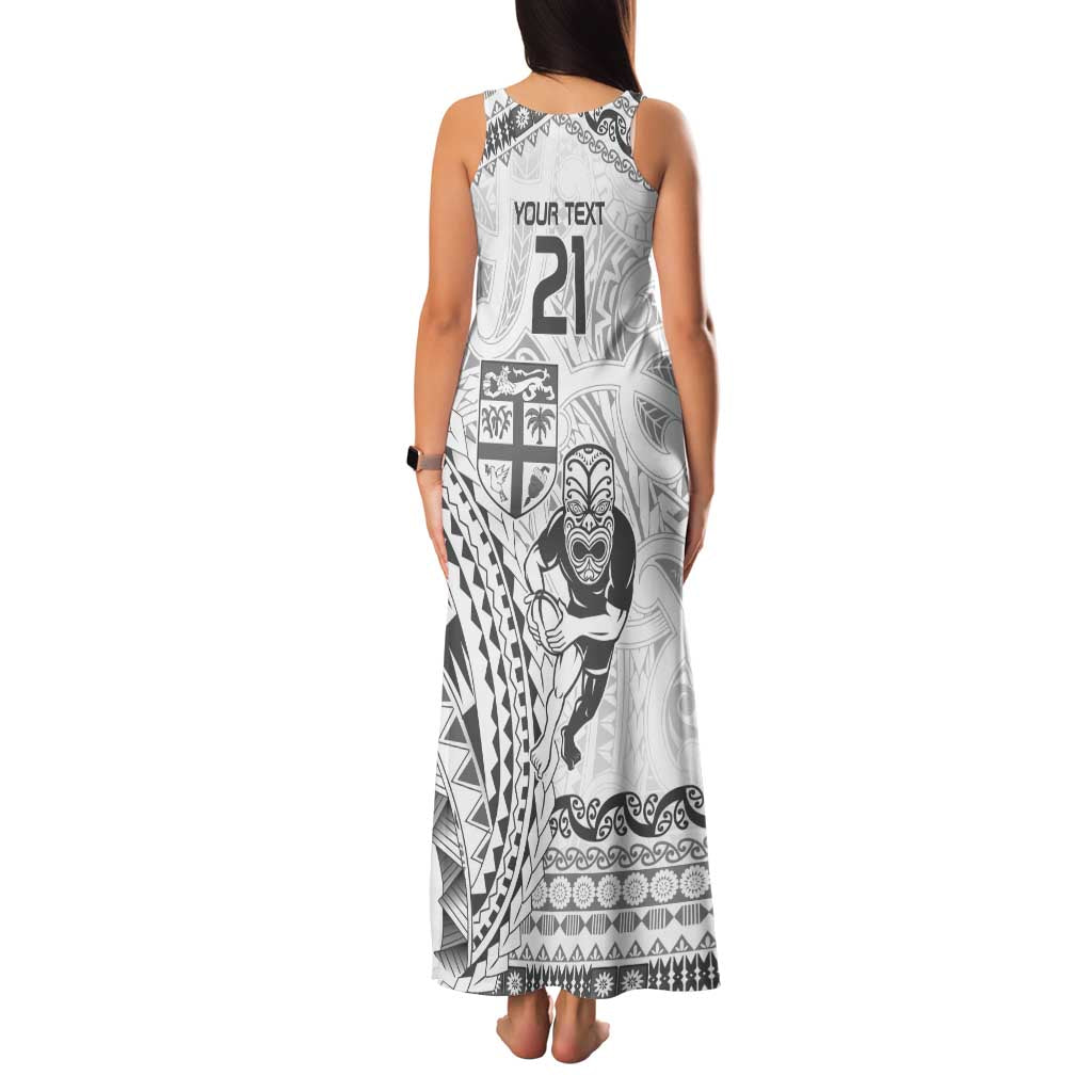 Custom Fiji Black Fern Family Matching Tank Maxi Dress and Hawaiian Shirt Maori Warroir with Fijian Masi Pattern