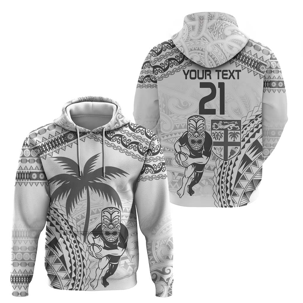 Custom Fiji Black Fern Hoodie Maori Warroir with Fijian Masi Pattern LT9 - Polynesian Pride