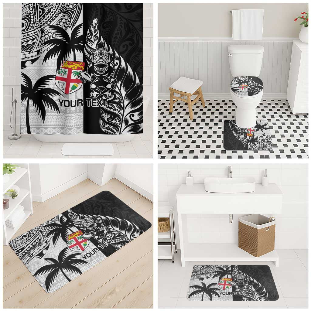 Fiji New Zealand Rugby Personalised Bathroom Set Maori and Tapa Pattern - Polynesian Pride