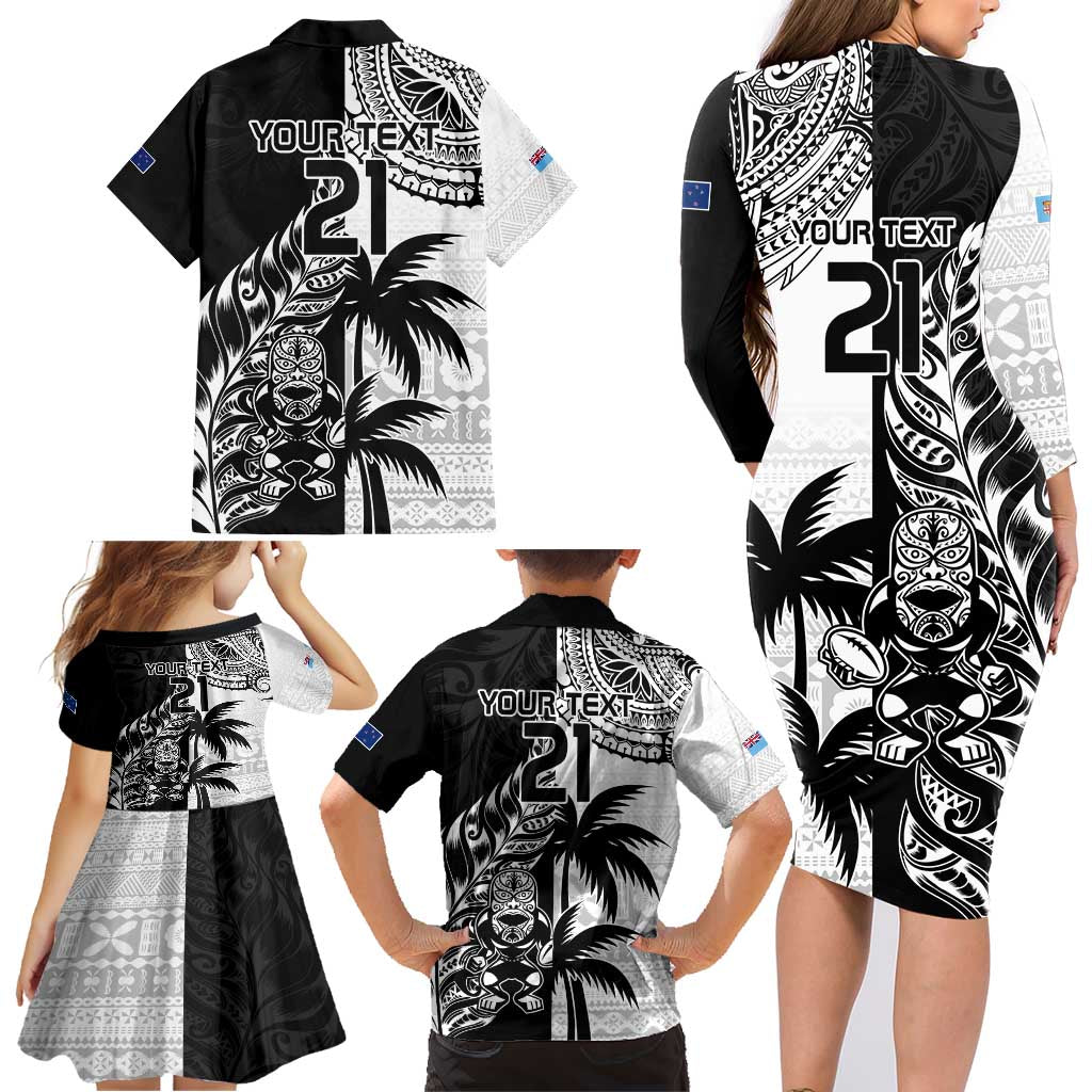 Custom Fiji New Zealand Family Matching Long Sleeve Bodycon Dress and Hawaiian Shirt Maori mix Tapa Pattern Version