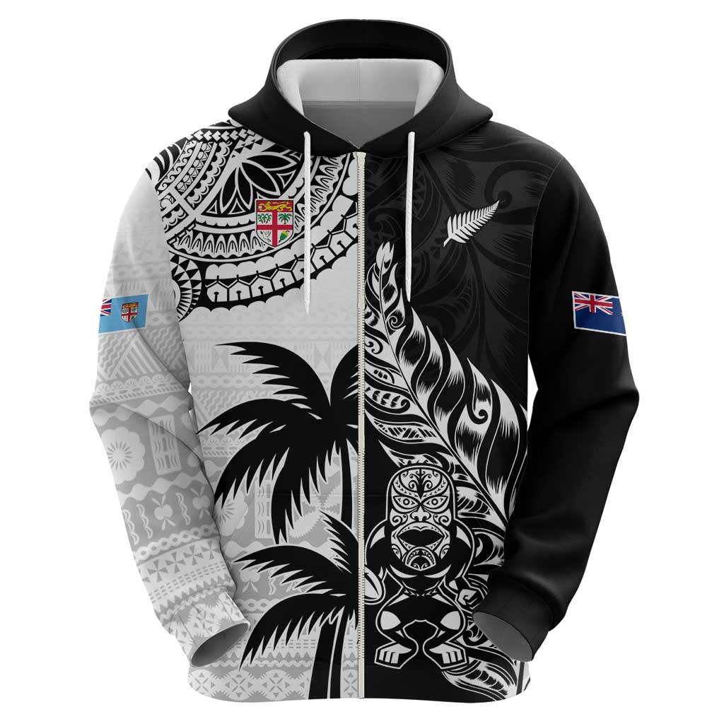 Custom Fiji New Zealand Hoodie Maori mix Tapa Pattern Version LT9 - Polynesian Pride