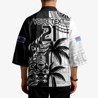 Fiji New Zealand Rugby Personalised Kimono Maori and Tapa Pattern - Polynesian Pride