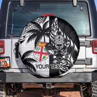Custom Fiji New Zealand Spare Tire Cover Maori mix Tapa Pattern Version LT9 Black - Polynesian Pride