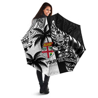 Fiji New Zealand Rugby Personalised Umbrella Maori and Tapa Pattern - Polynesian Pride