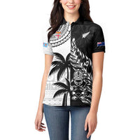 Custom Fiji New Zealand Women Polo Shirt Maori mix Tapa Pattern Version
