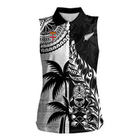 Custom Fiji New Zealand Women Sleeveless Polo Shirt Maori mix Tapa Pattern Version