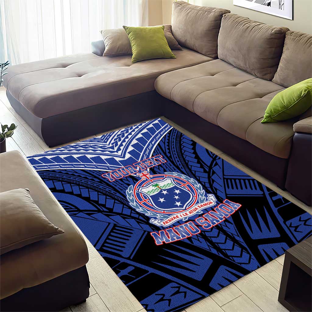 Custom Manu Samoa Sevens Rugby Area Rug Samoan Tribal Tattoo