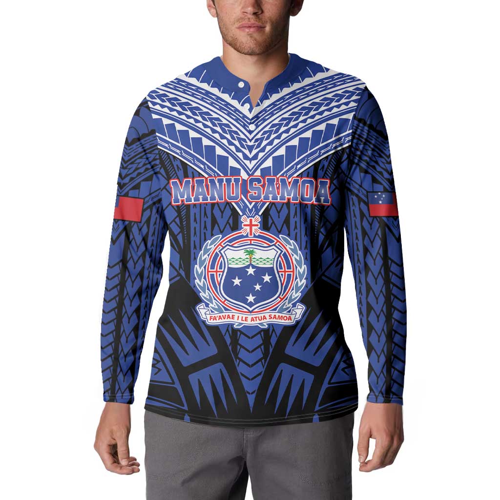 Custom Manu Samoa Sevens Rugby Button Sweatshirt Samoan Tribal Tattoo