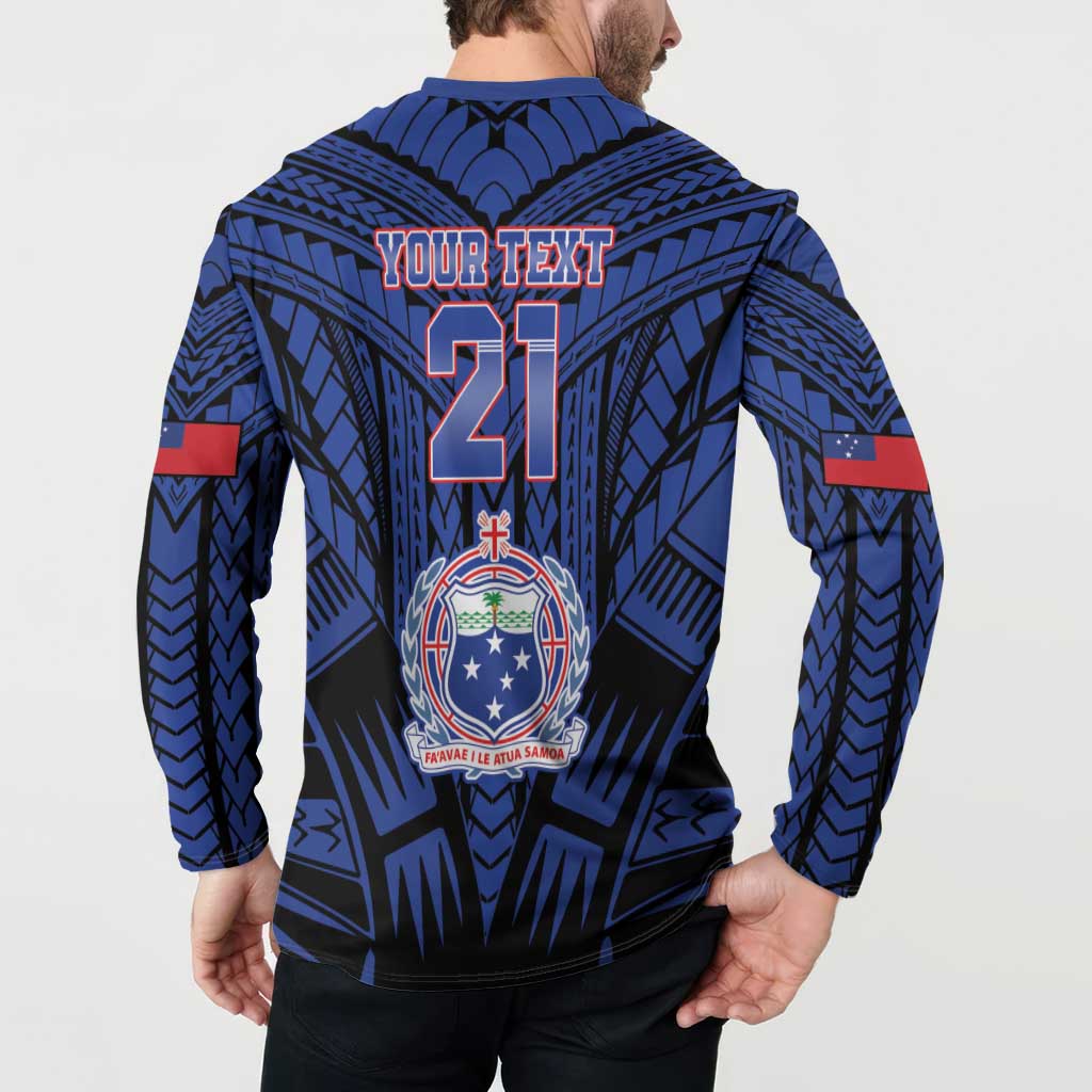 Custom Manu Samoa Sevens Rugby Button Sweatshirt Samoan Tribal Tattoo