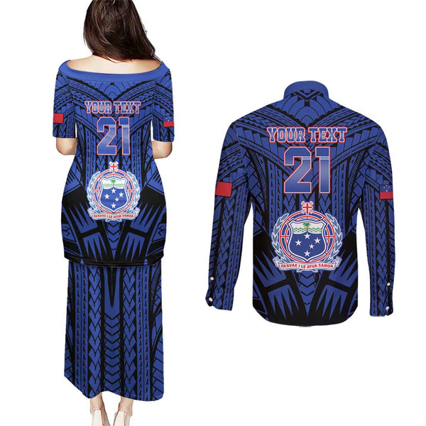 (Custom Text And Number) Samoa Rugby Hoodie Dress Manu Samoa 7s Ginger Blue Polynesian LT14 main image 0