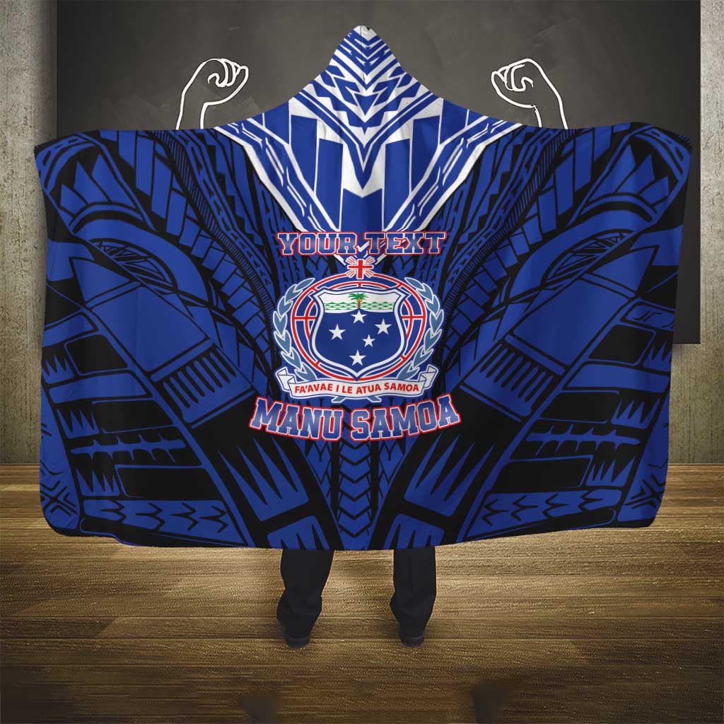 Custom Manu Samoa Sevens Rugby Hooded Blanket Samoan Tribal Tattoo