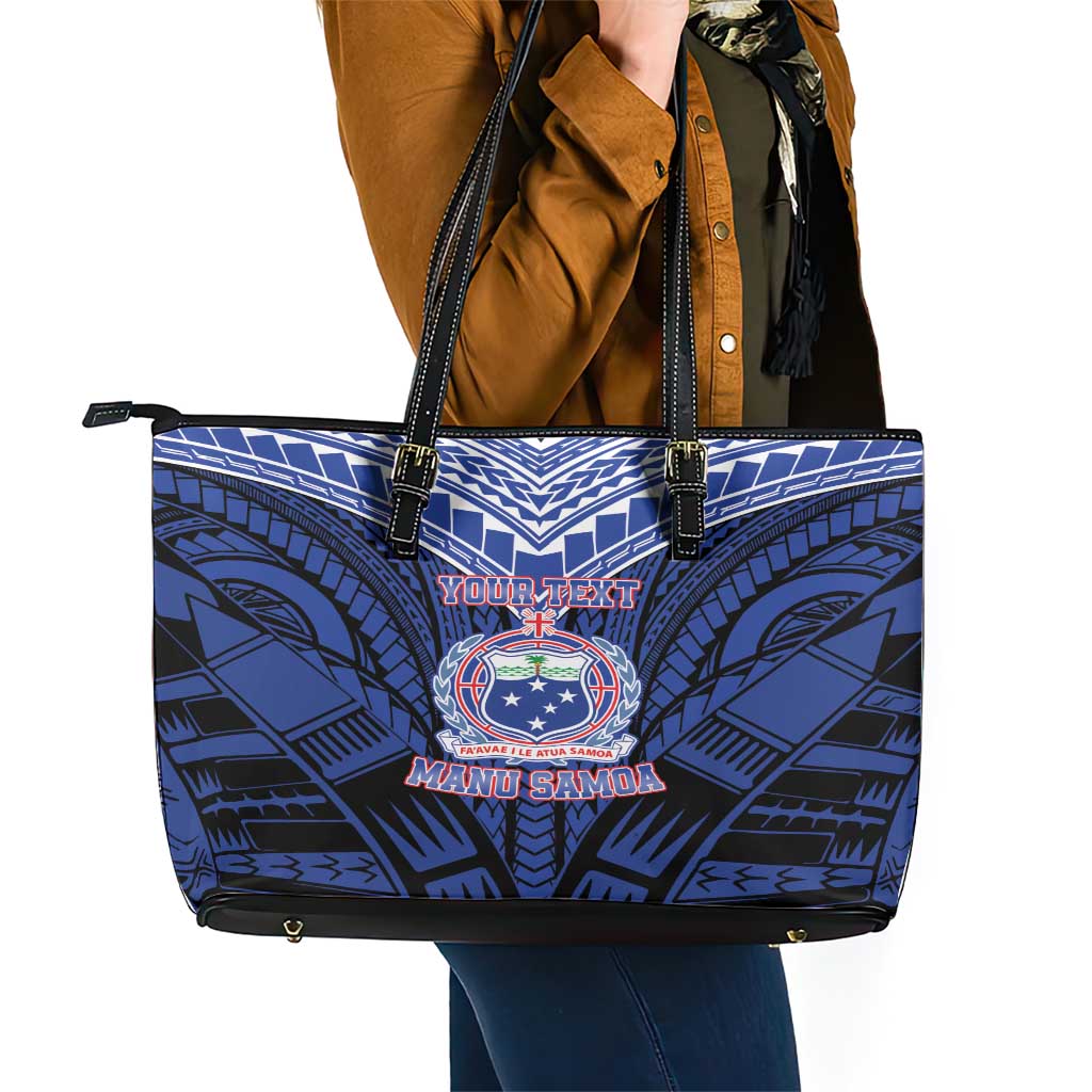 Custom Manu Samoa Sevens Rugby Leather Tote Bag Samoan Tribal Tattoo LT9 - Polynesian Pride