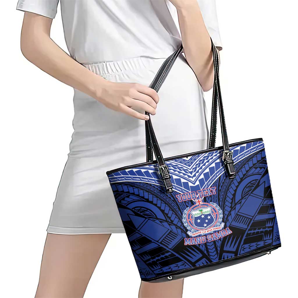 Custom Manu Samoa Sevens Rugby Leather Tote Bag Samoan Tribal Tattoo LT9 - Polynesian Pride