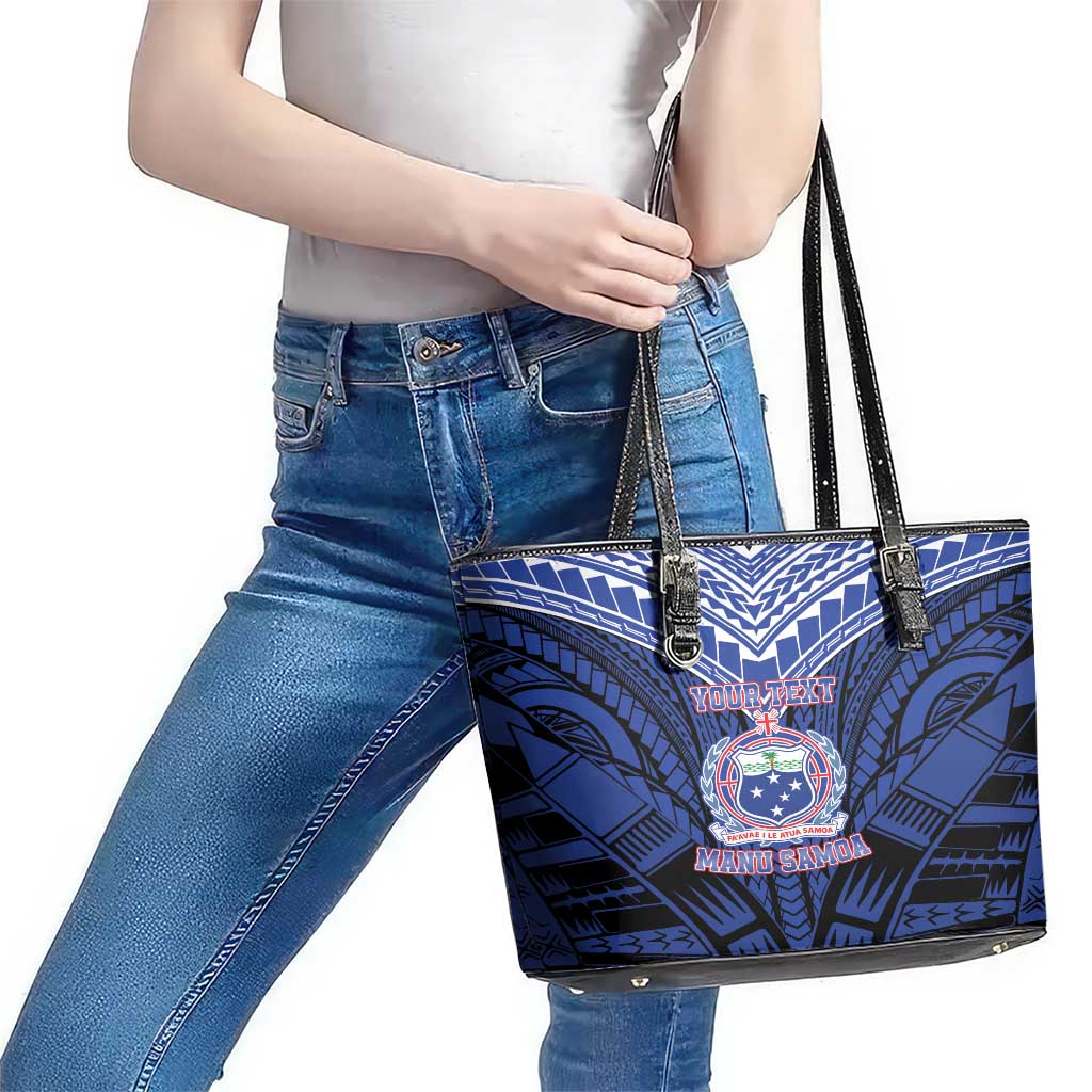 Custom Manu Samoa Sevens Rugby Leather Tote Bag Samoan Tribal Tattoo LT9 - Polynesian Pride