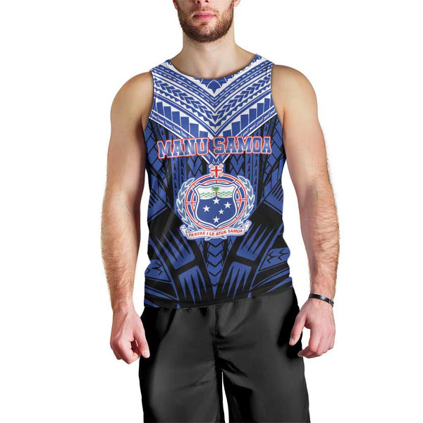(Custom Personalised) Vanuatu Rugby Men Tank Top Coat Of Arms Polynesian Pattern LT14