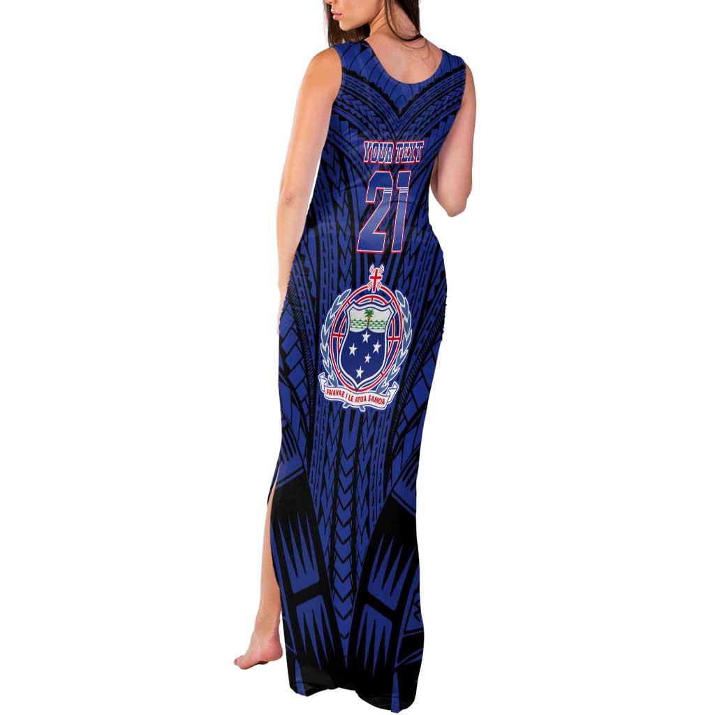 Custom Manu Samoa Sevens Rugby Tank Maxi Dress Samoan Tribal Tattoo