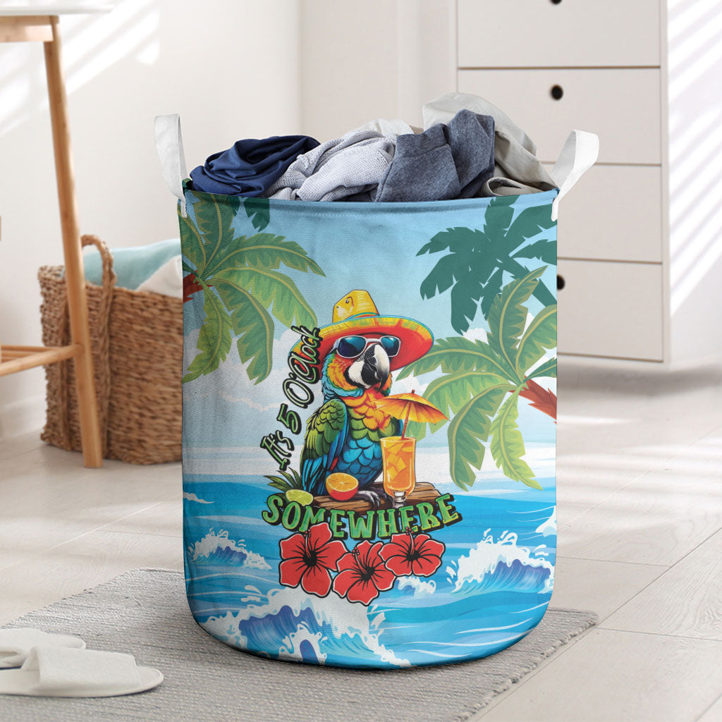 Funny Parrot Margarita Five O'clock Somewhere Laundry Basket