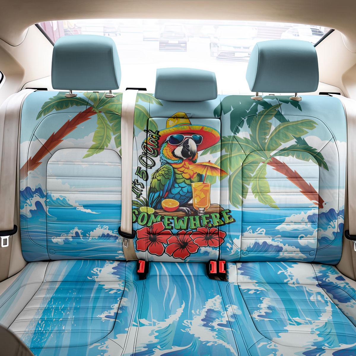 Funny Parrot Margarita Five O'clock Somewhere Back Car Seat Cover