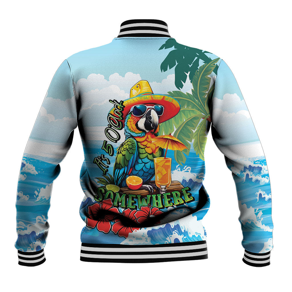 Funny Parrot Margarita Five O'clock Somewhere Baseball Jacket