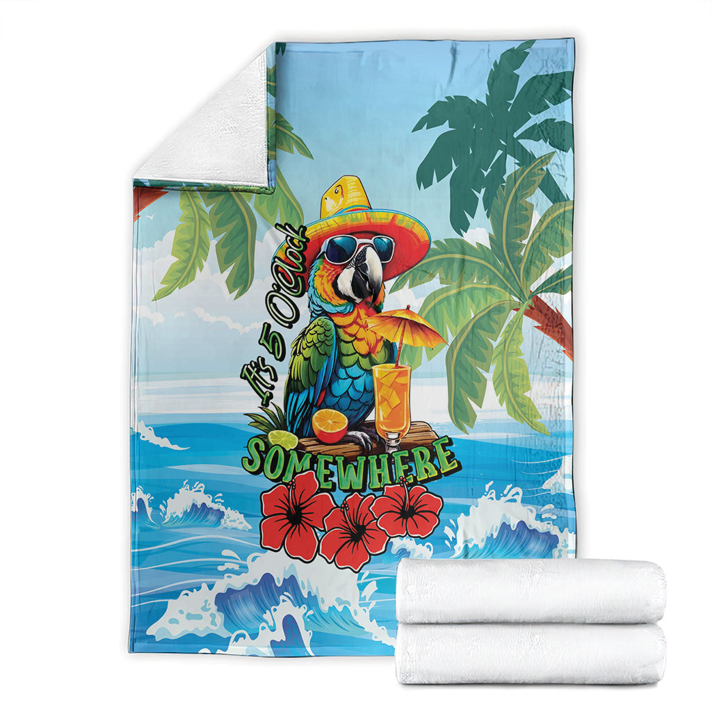 Funny Parrot Margarita Five O'clock Somewhere Blanket