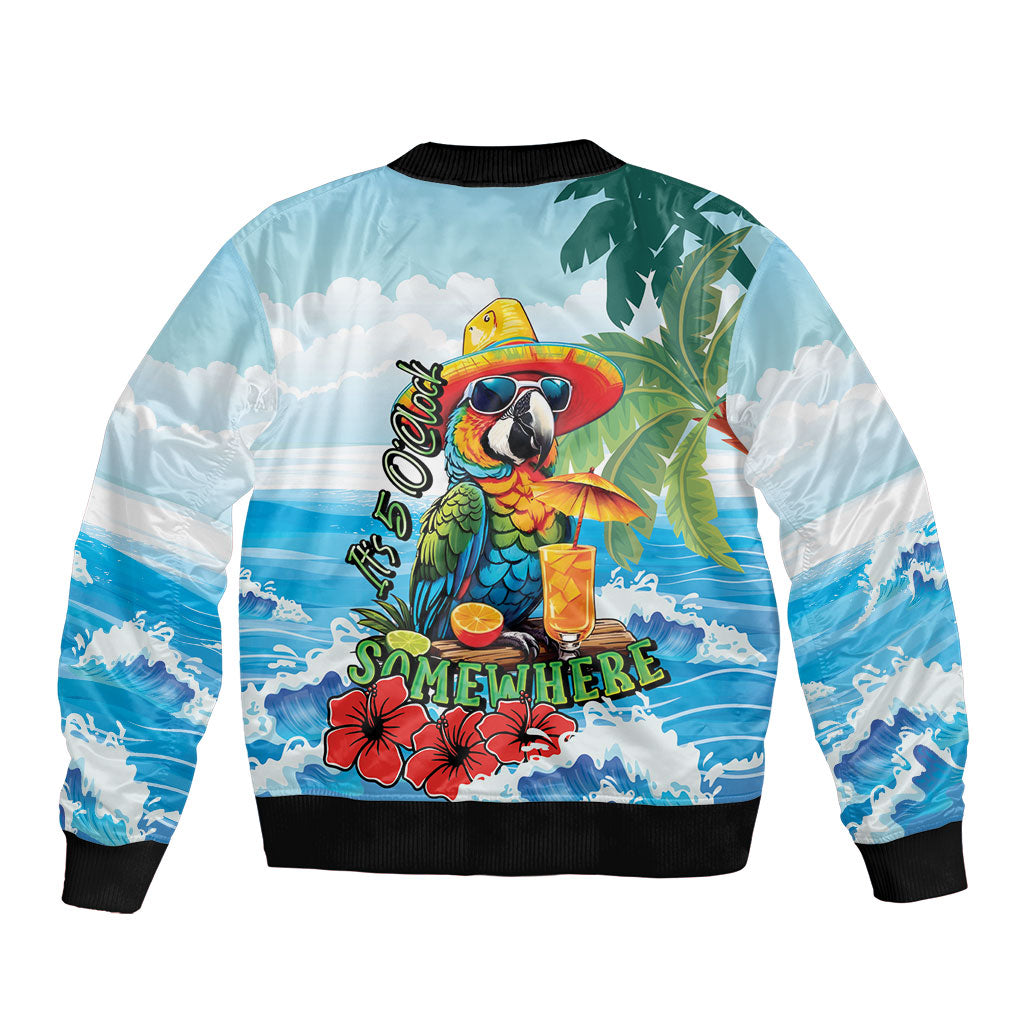 Funny Parrot Margarita Five O'clock Somewhere Bomber Jacket