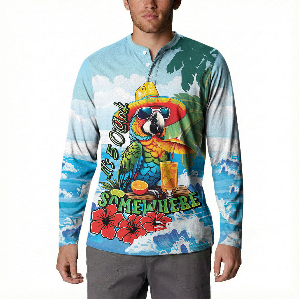 Funny Parrot Margarita Five O'clock Somewhere Button Sweatshirt