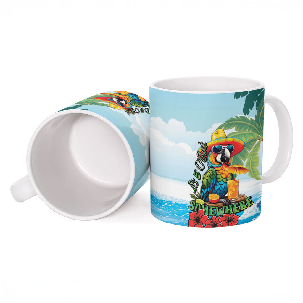 Funny Parrot Margarita Five O'clock Somewhere Ceramic Mug
