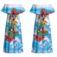 Funny Parrot Margarita Five O'clock Somewhere Couples Matching Off Shoulder Maxi Dress and Hawaiian Shirt LT9 - Polynesian Pride
