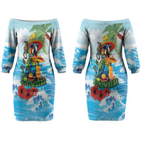 Funny Parrot Margarita Five O'clock Somewhere Couples Matching Off The Shoulder Long Sleeve Dress and Long Sleeve Button Shirt LT9 - Polynesian Pride