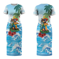 Funny Parrot Margarita Five O'clock Somewhere Couples Matching Short Sleeve Bodycon Dress and Hawaiian Shirt LT9 - Polynesian Pride