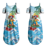 Funny Parrot Margarita Five O'clock Somewhere Couples Matching Summer Maxi Dress and Hawaiian Shirt LT9 - Polynesian Pride