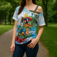 Funny Parrot Margarita Five O'clock Somewhere Cross Shoulder Shirt