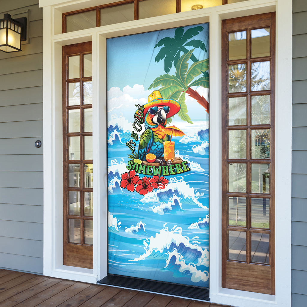 Funny Parrot Margarita Five O'clock Somewhere Door Cover