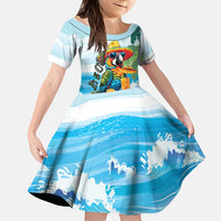 Funny Parrot Margarita Five O'clock Somewhere Family Matching Off The Shoulder Long Sleeve Dress and Hawaiian Shirt