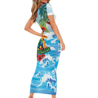 Funny Parrot Margarita Five O'clock Somewhere Family Matching Short Sleeve Bodycon Dress and Hawaiian Shirt