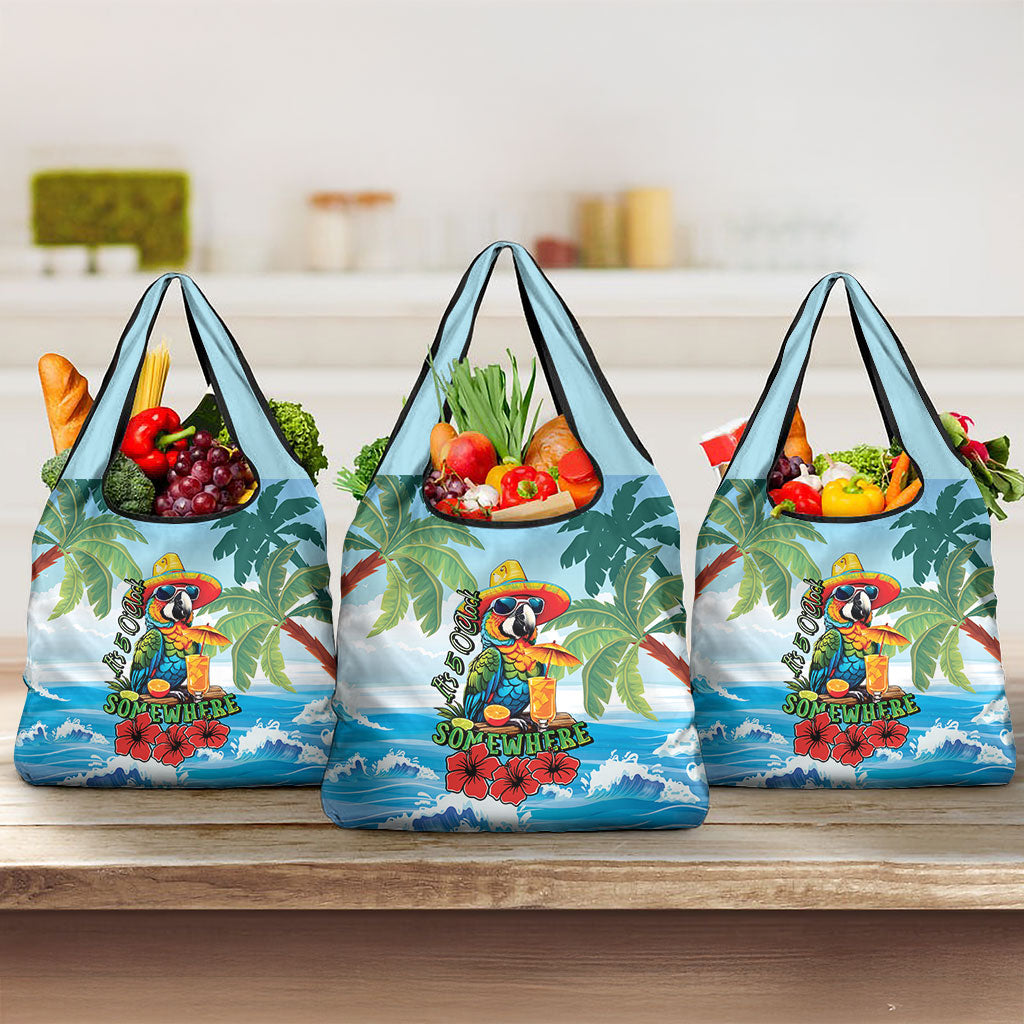 Funny Parrot Margarita Five O'clock Somewhere Grocery Bag