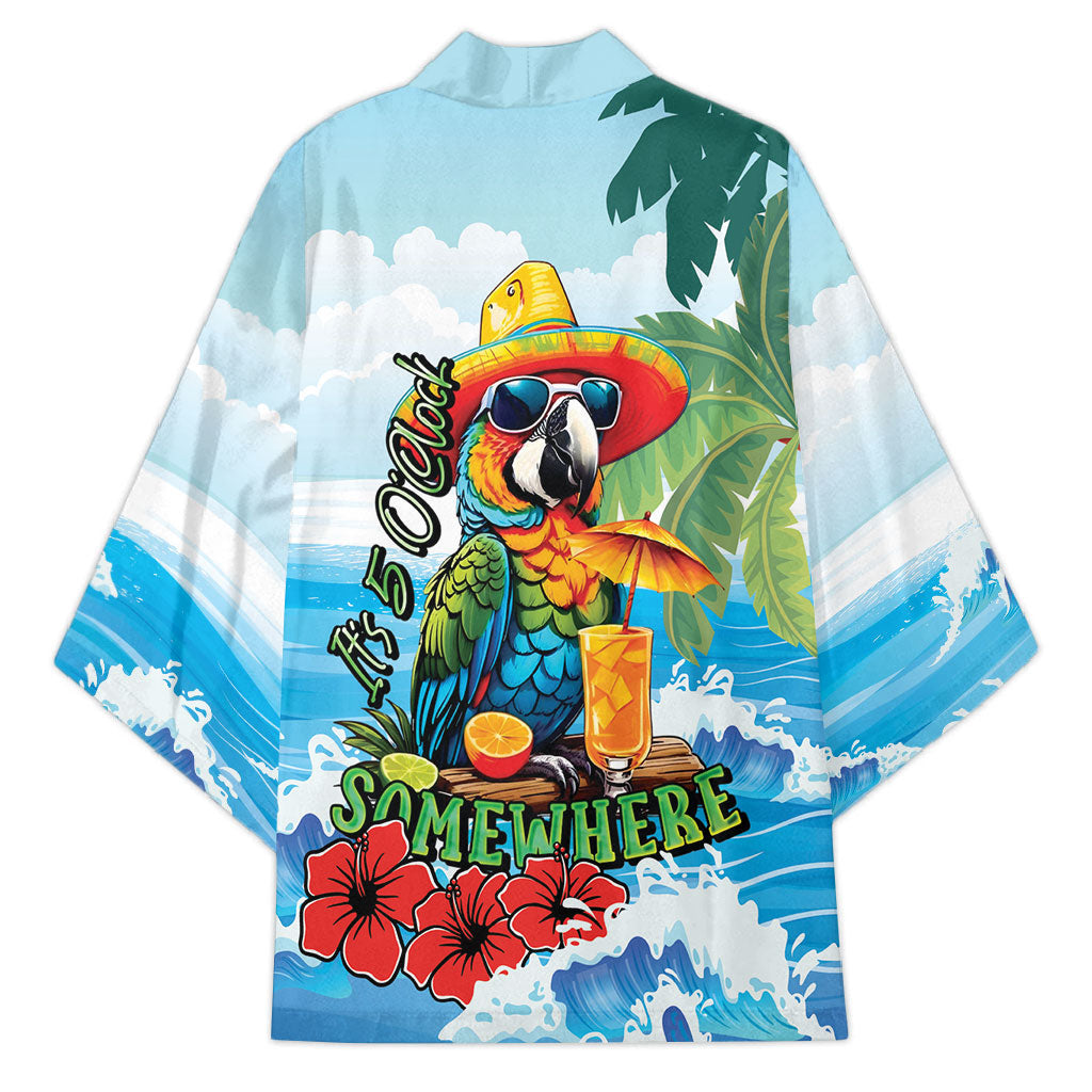 Funny Parrot Margarita Five O'clock Somewhere Kimono