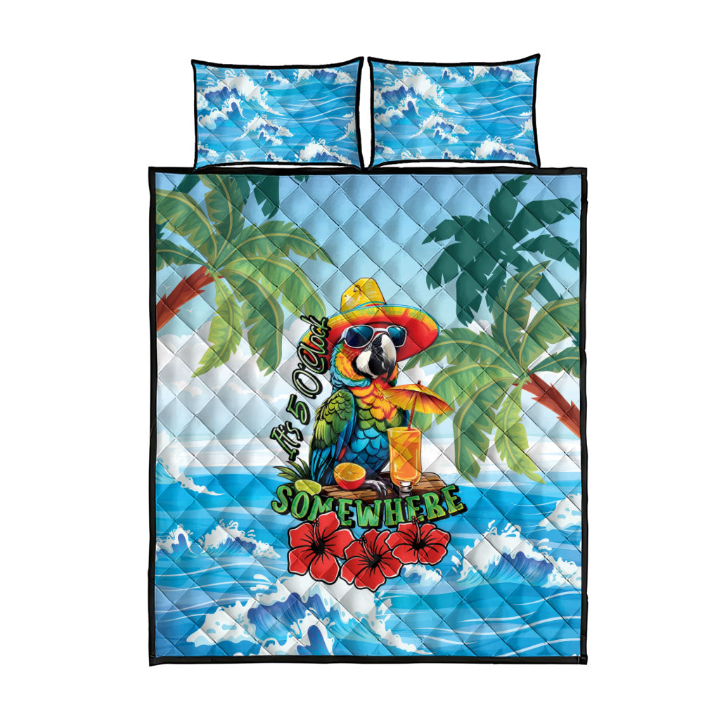 Funny Parrot Margarita Five O'clock Somewhere Quilt Bed Set