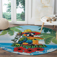 Funny Parrot Margarita Five O'clock Somewhere Round Carpet