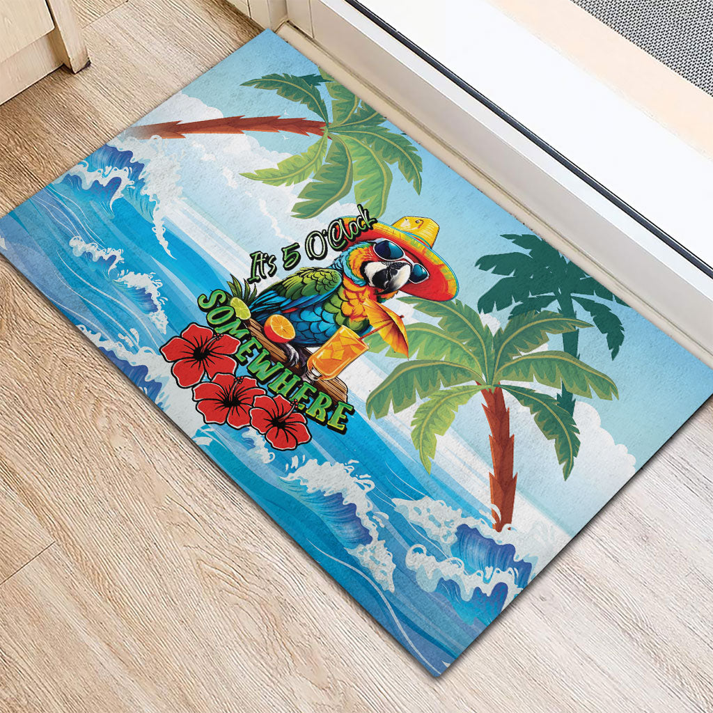 Funny Parrot Margarita Five O'clock Somewhere Rubber Doormat