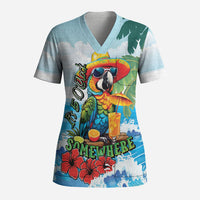 Funny Parrot Margarita Five O'clock Somewhere Scrub Top