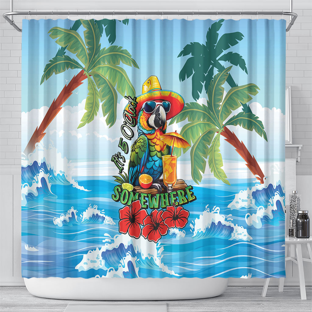 Funny Parrot Margarita Five O'clock Somewhere Shower Curtain