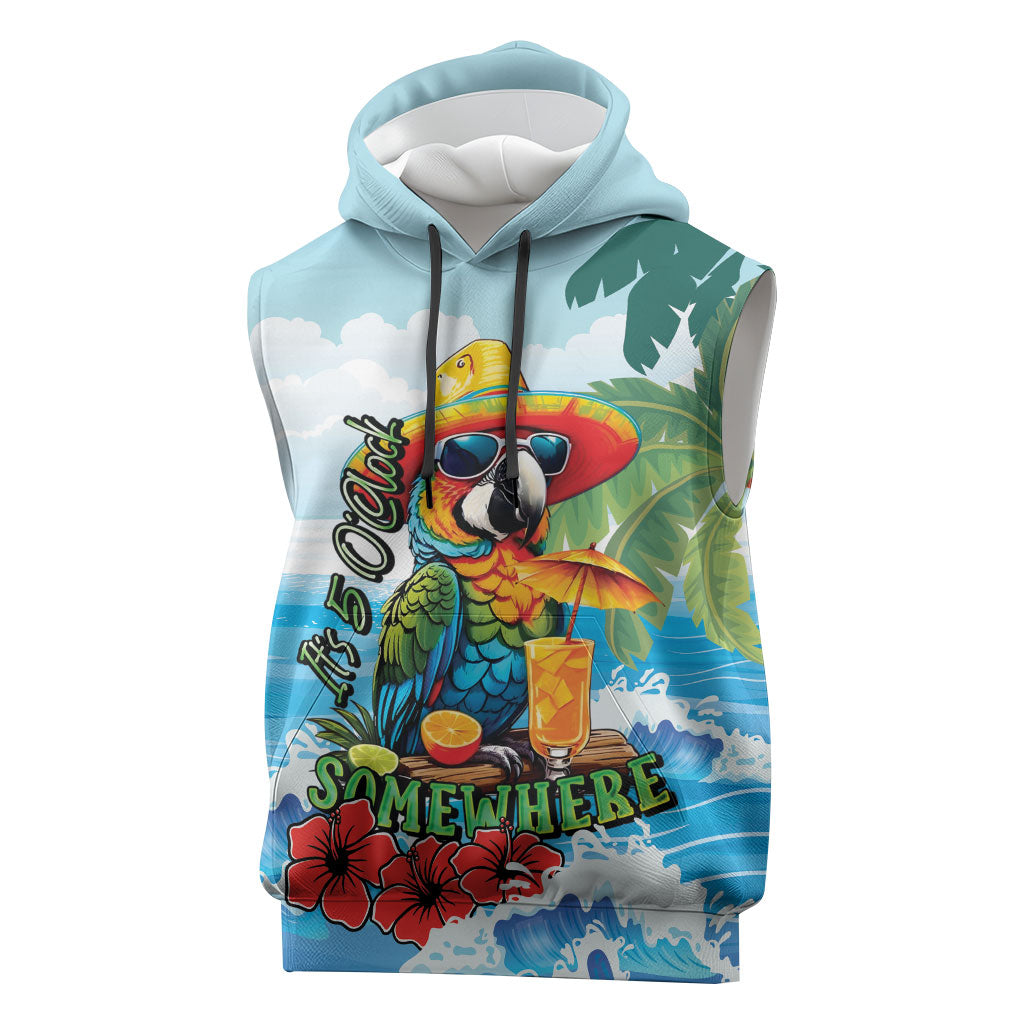 Funny Parrot Margarita Five O'clock Somewhere Sleeveless Hoodie