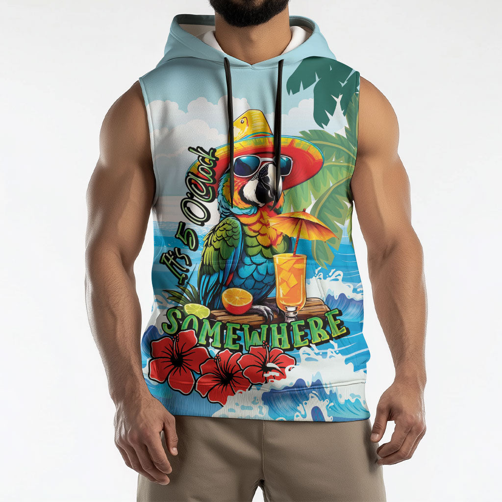 Funny Parrot Margarita Five O'clock Somewhere Sleeveless Hoodie